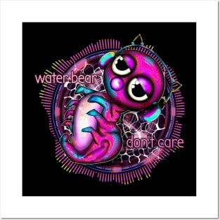 Waterbear don't care neon Posters and Art